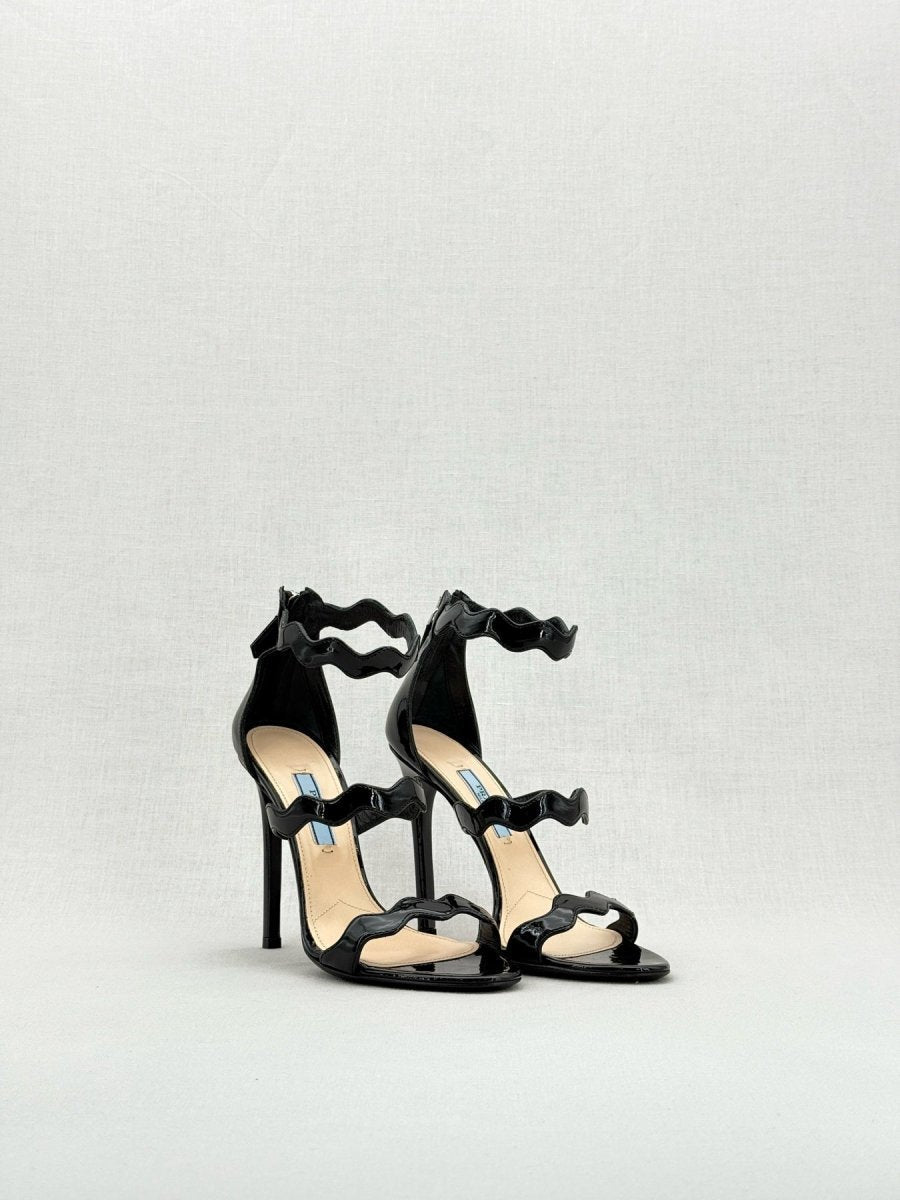 PRADA Scalloped Black Size EU 36.5 Heeled Sandals