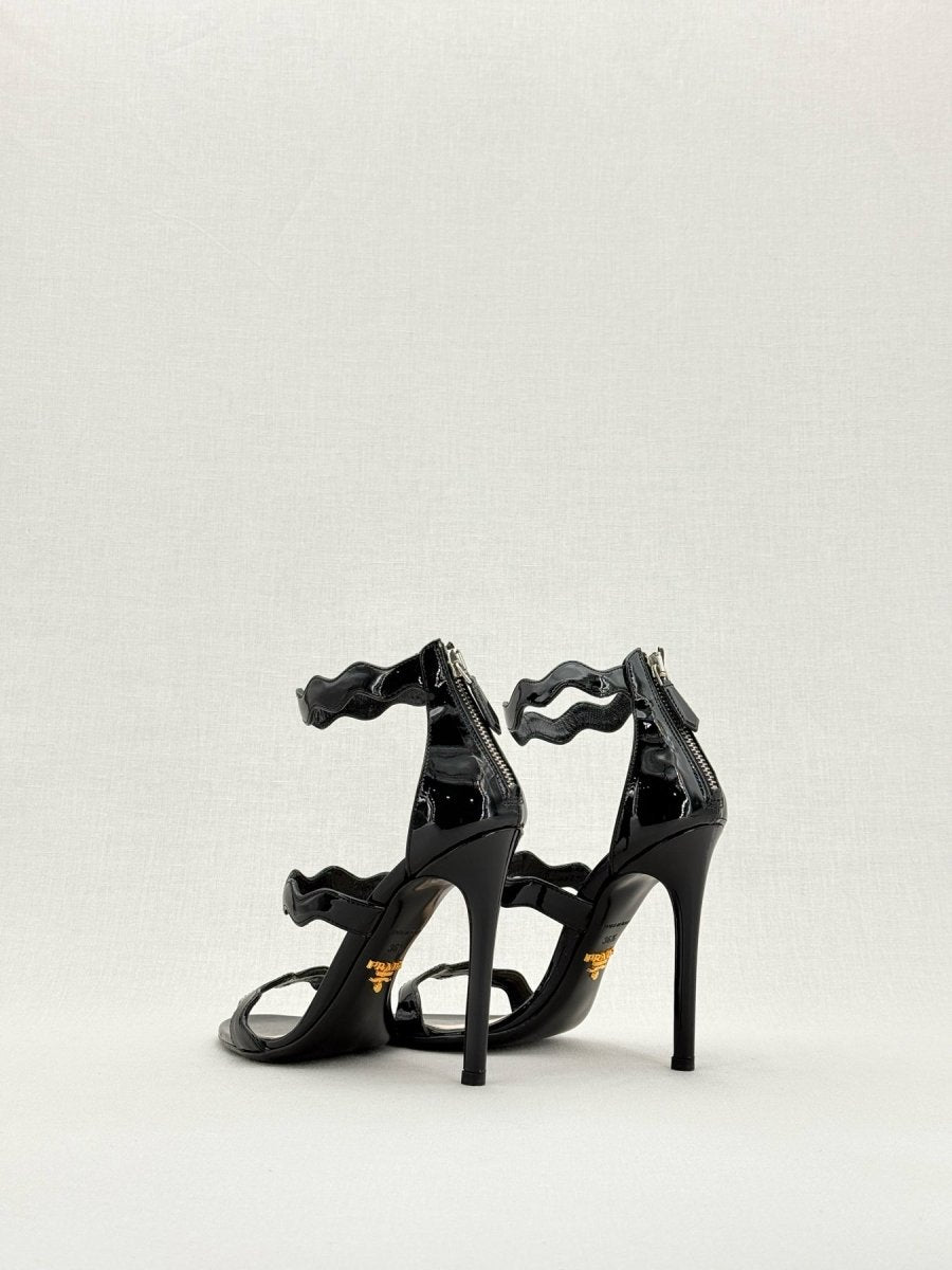 PRADA Scalloped Black Size EU 36.5 Heeled Sandals