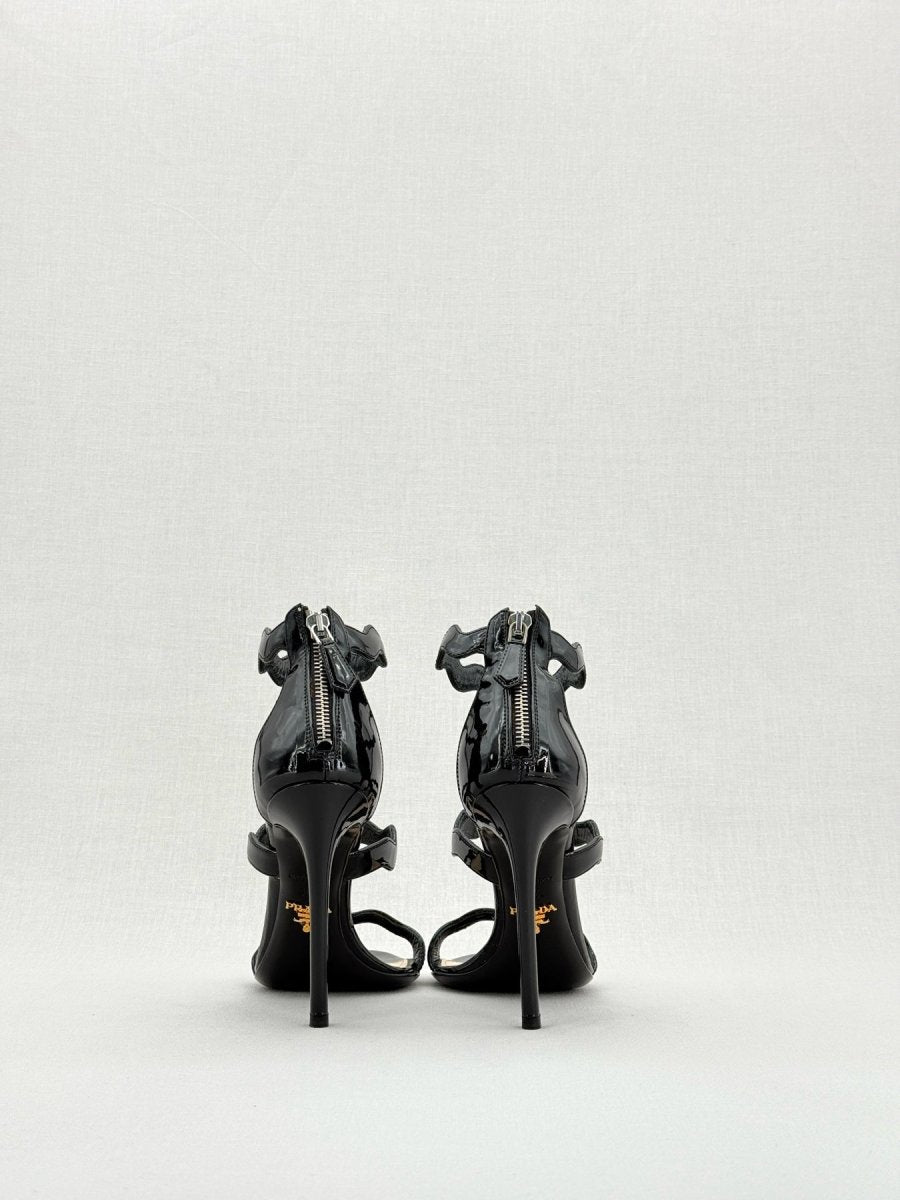 PRADA Scalloped Black Size EU 36.5 Heeled Sandals