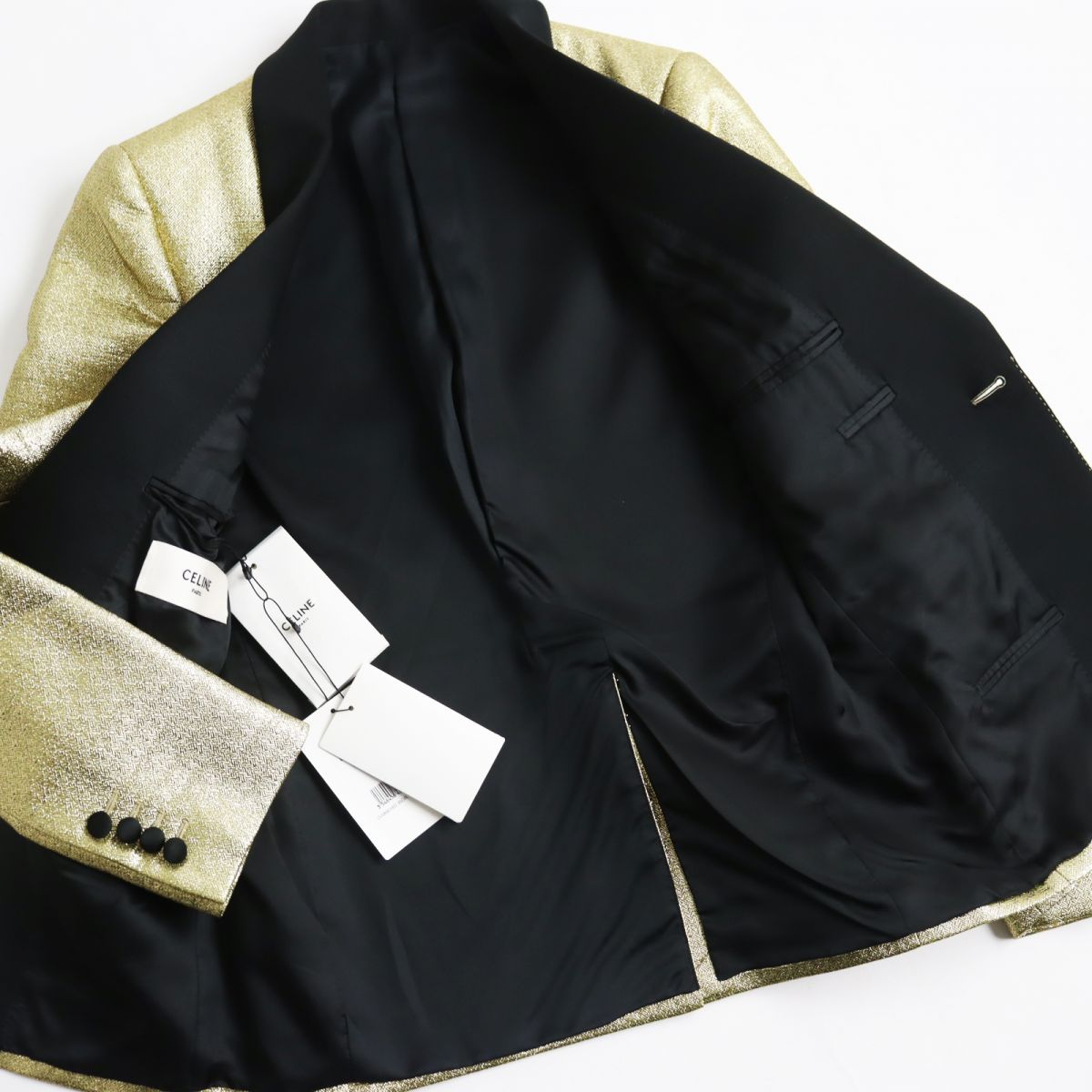 CELINE tailored jacket Viscose (rayon) Gold x Black 44