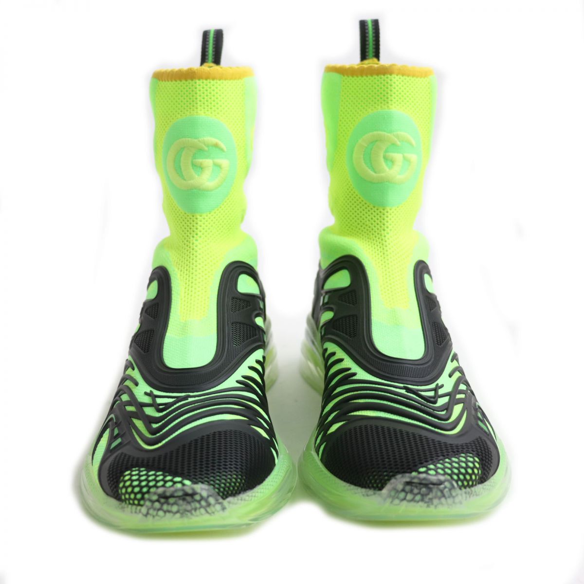 GUCCI sneakers Main: Nylon, Main: Rubber black x fluorescent green mens 8.5
