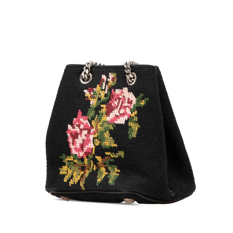 Saint Laurent Flower Canvas Shoulder Bag