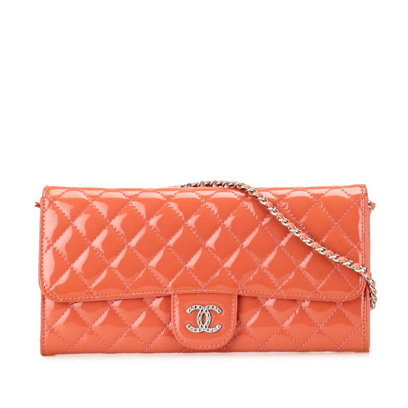 Chanel Coco Mark Matelasse Patent Leather Long Wallet
