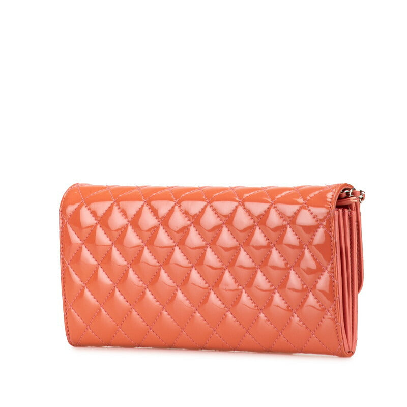 Chanel Coco Mark Matelasse Patent Leather Long Wallet