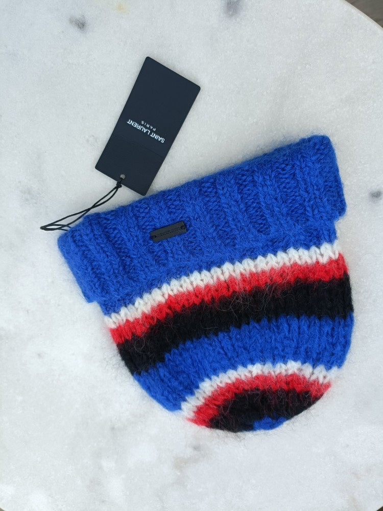 Saint Laurent Bonnet Maille Beanie Blue Winter Accessories