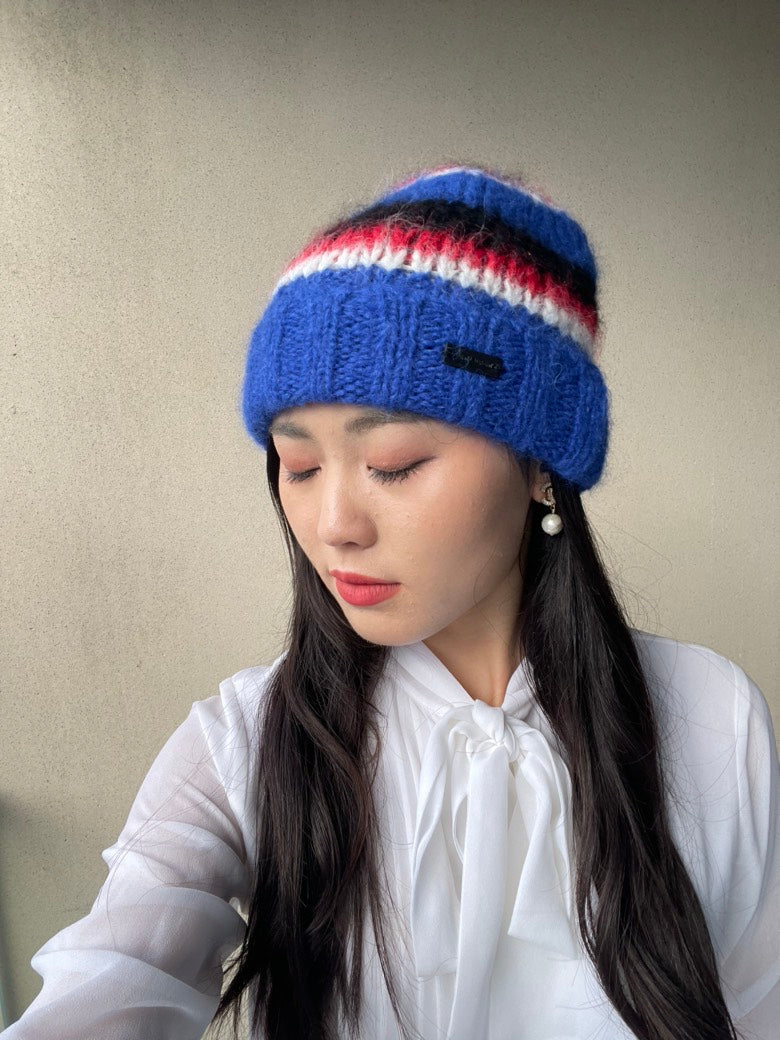 Saint Laurent Bonnet Maille Beanie Blue Winter Accessories