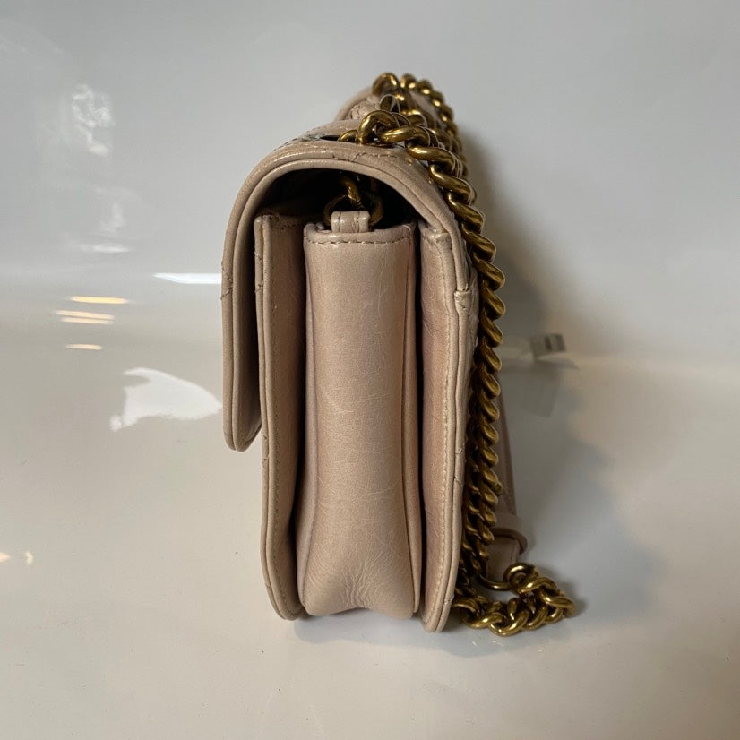 Chanel  Beige Quilted Oil Wax Bag - Classic Flap Shoulder Bag