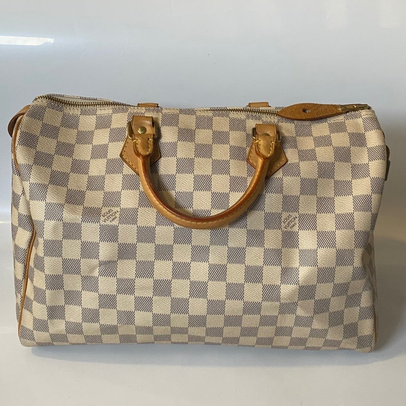 Louis Vuitton Damier Azur Speedy 30 White Satchel Bag
