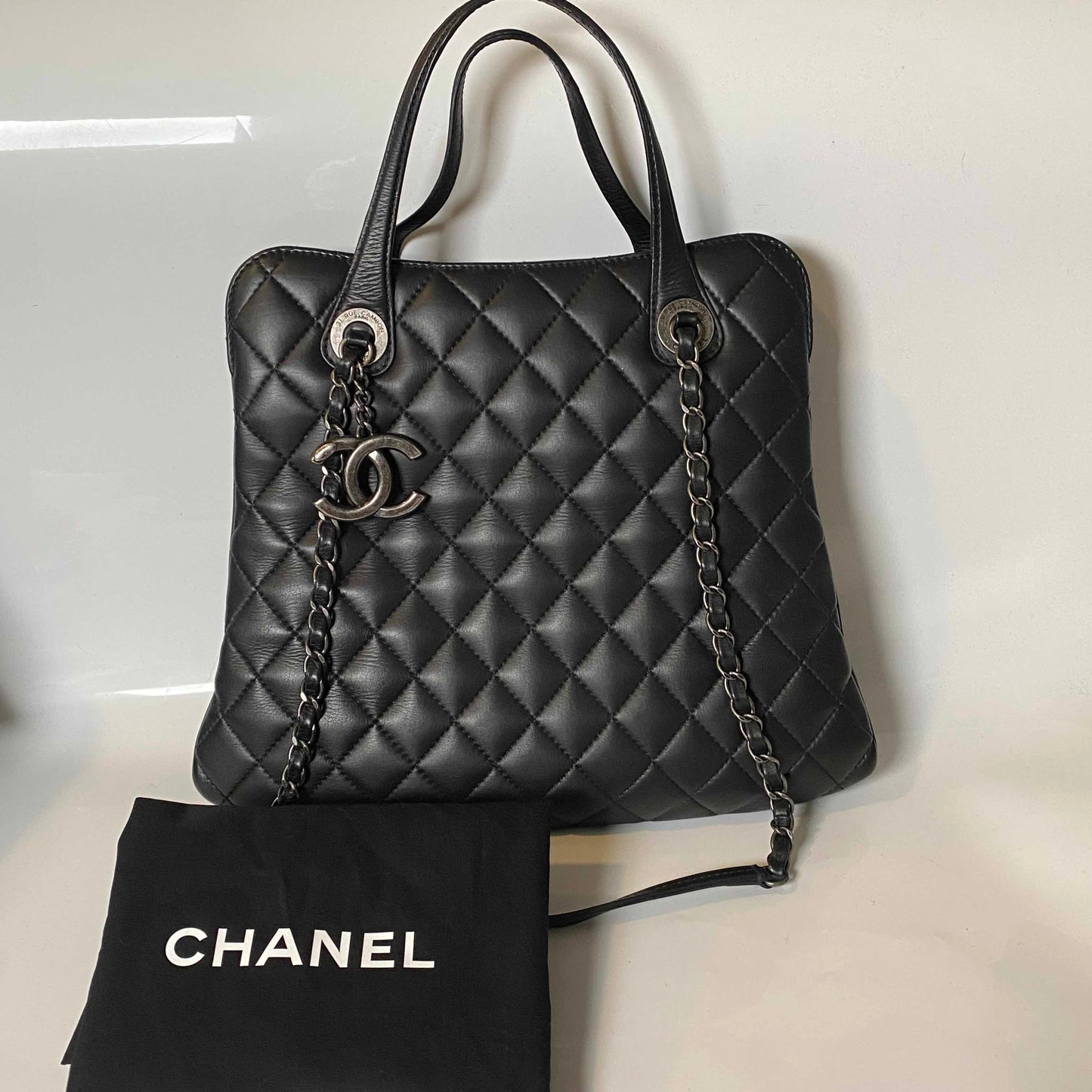 Chanel Quilted Black Top Handle Bag