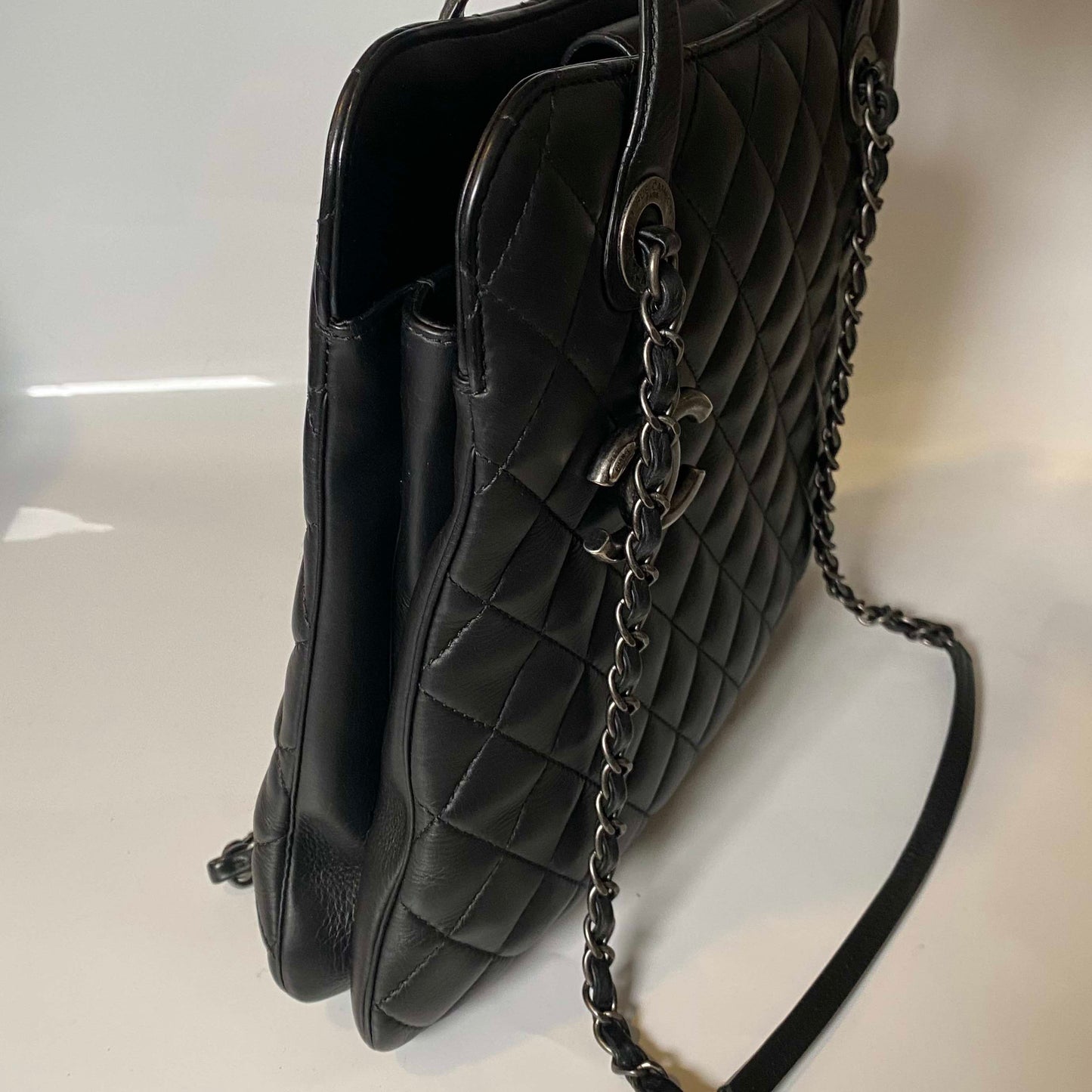 Chanel Quilted Black Top Handle Bag
