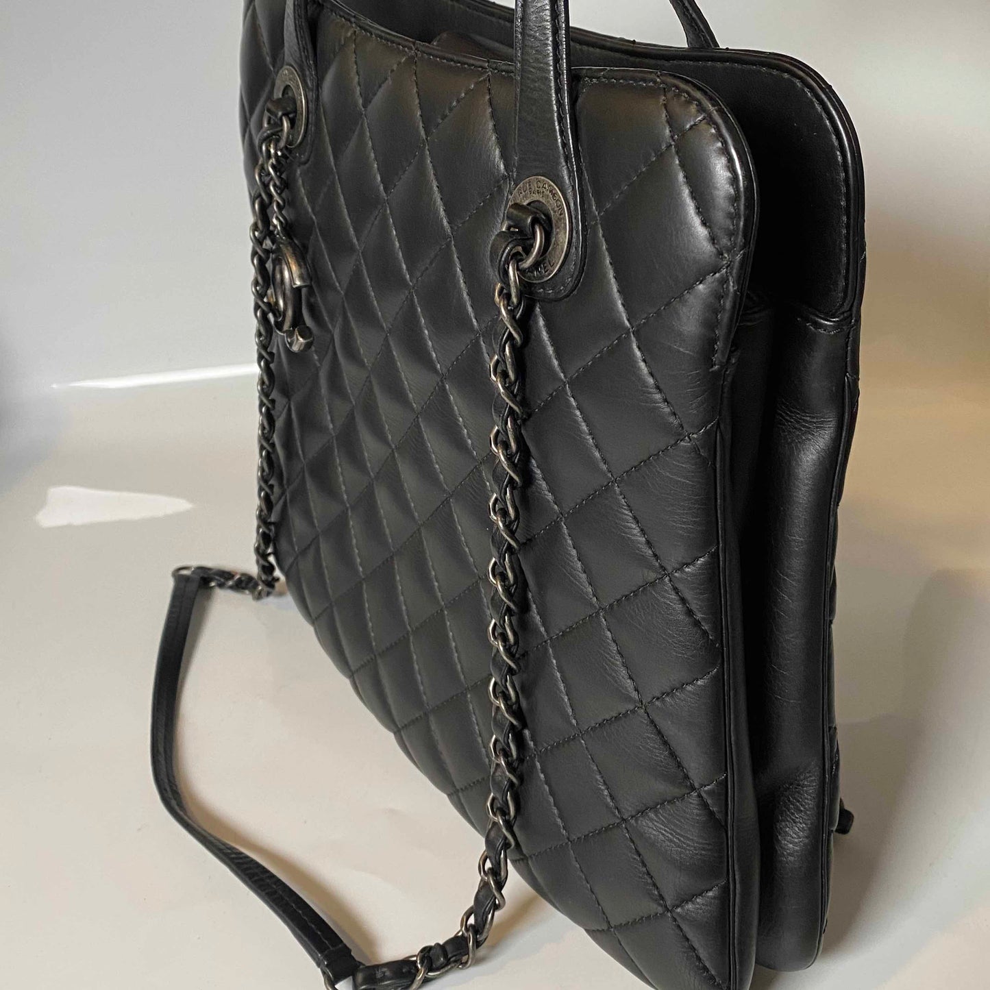 Chanel Quilted Black Top Handle Bag