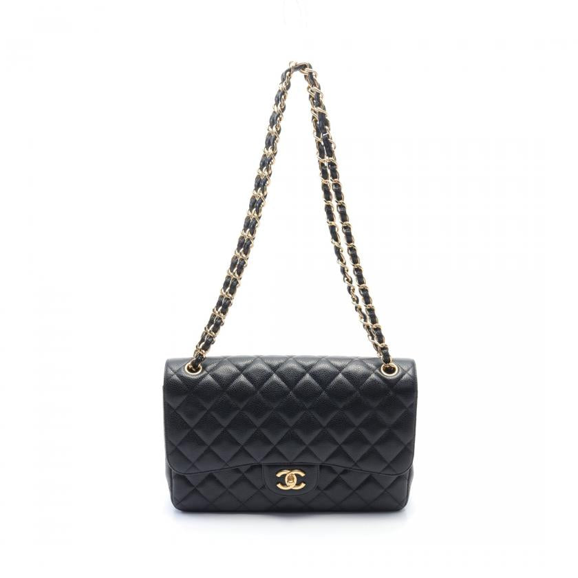 Chanel Decamatalassé 30 Black Caviar Leather Flap Chain Bag