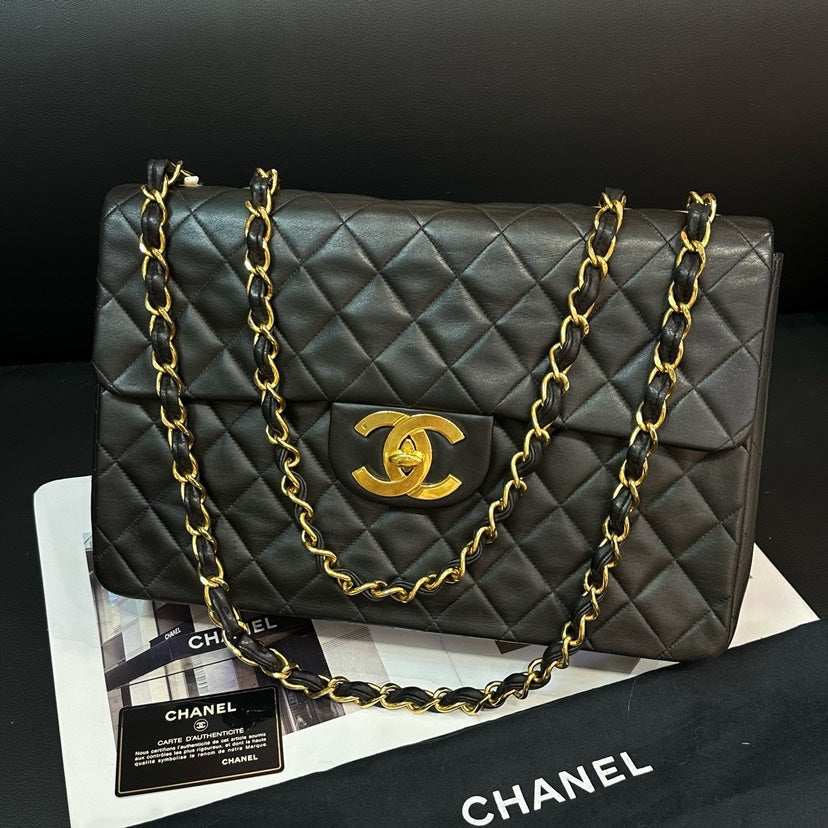 Chanel   CF Maxi Black Quilted Leather Shoulder Bag