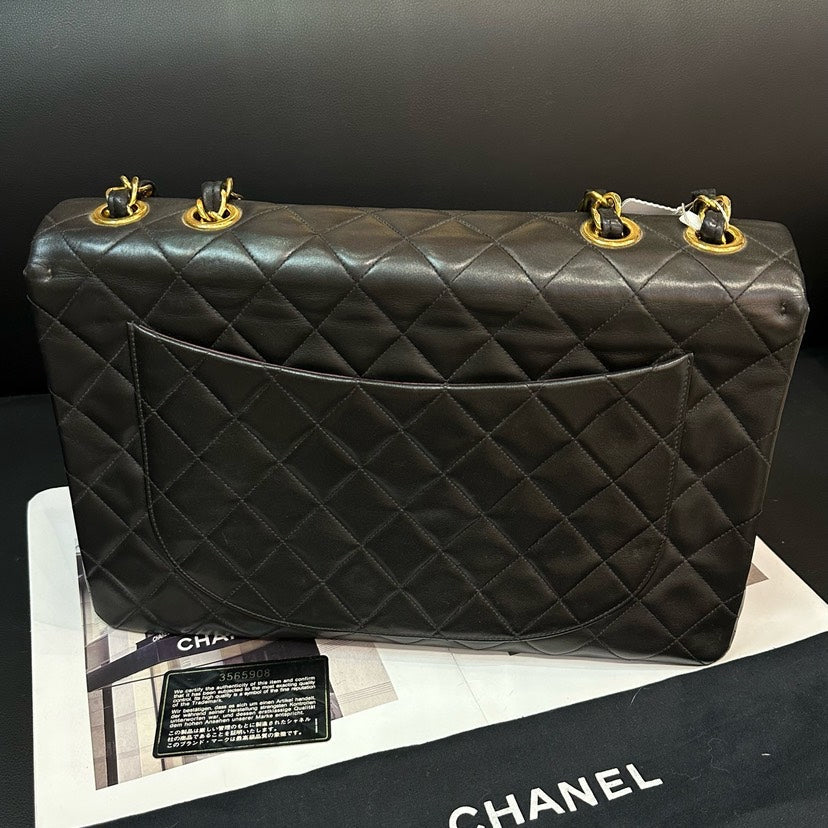 Chanel   CF Maxi Black Quilted Leather Shoulder Bag