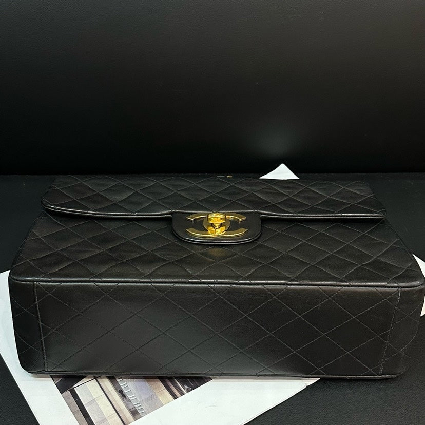Chanel   CF Maxi Black Quilted Leather Shoulder Bag