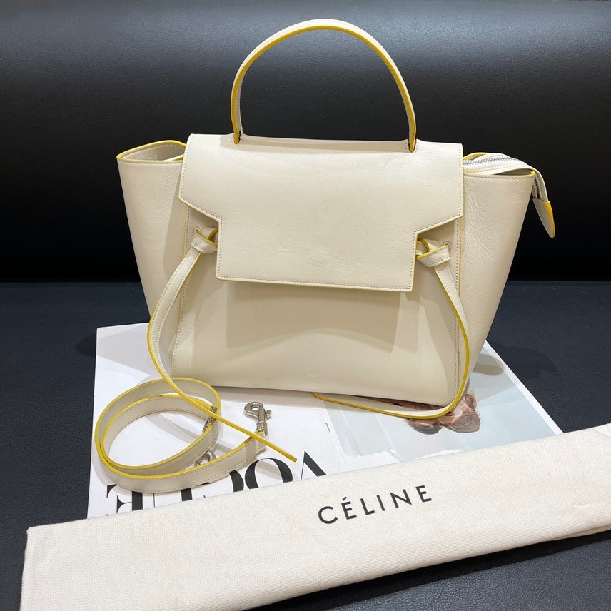 Luxury CELINE Medium White Calfskin Belt Bag