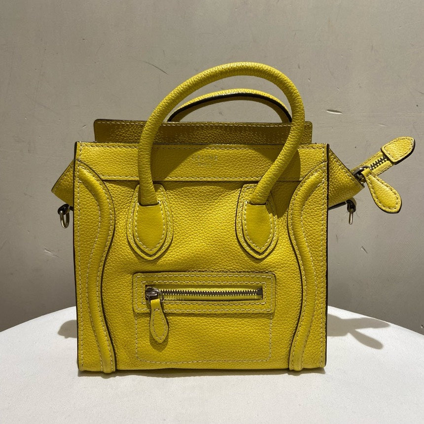 Luxury CELINE Nano Bag Yellow Leather Handbag