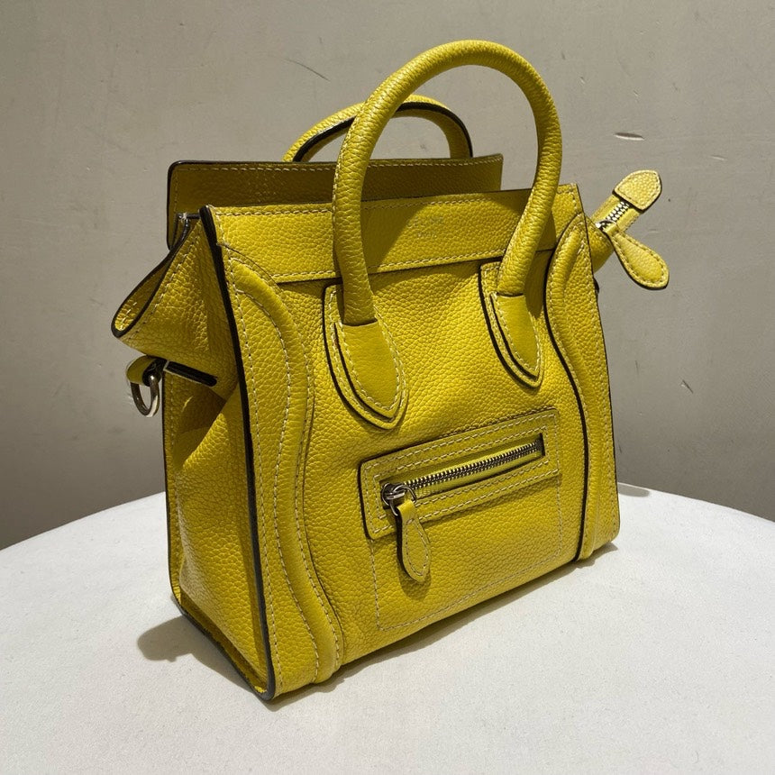 Luxury CELINE Nano Bag Yellow Leather Handbag