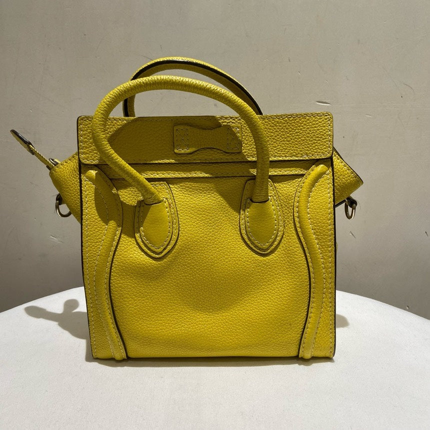 Luxury CELINE Nano Bag Yellow Leather Handbag
