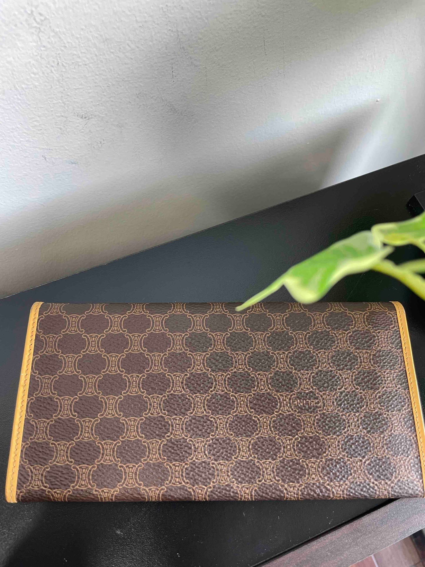 Luxury CELINE   Macadam Triomphe Brown Canvas Long Wallet