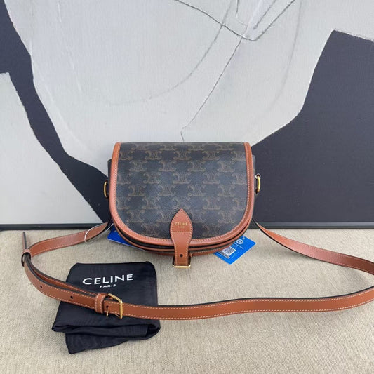 Luxury CELINE   Brown Saddle Bag -  Designer Handbag