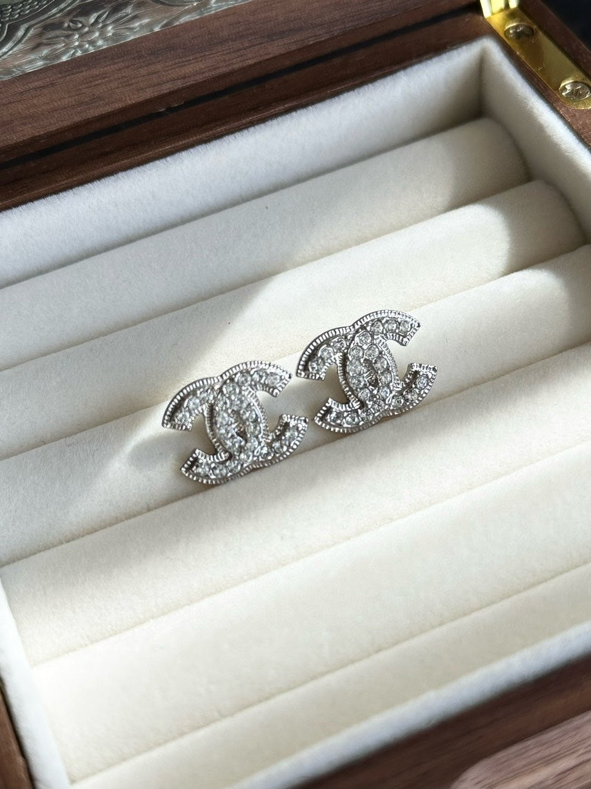 Chanel  Earrings 5C Silver Crystal