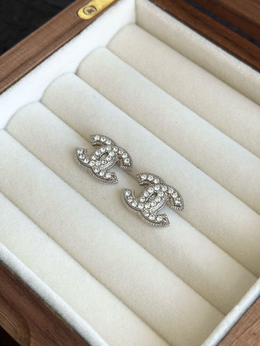 Chanel  Earrings 5C Silver Crystal