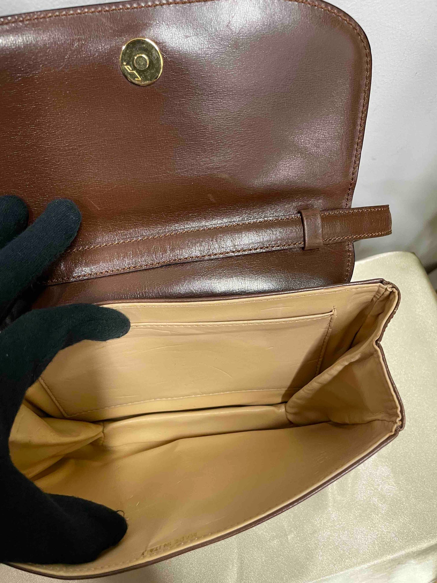 Luxury CELINE   Shoulder Bag Brown Leather