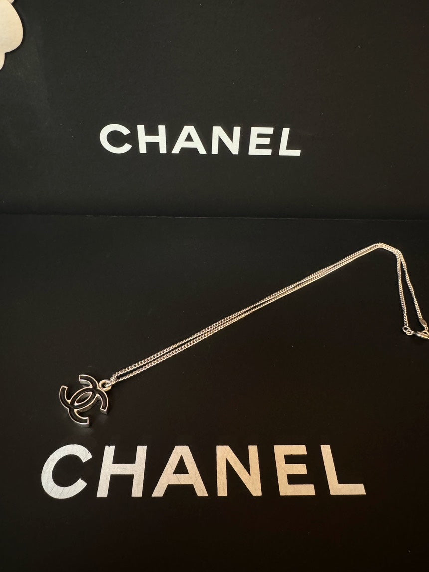 Chanel Black CC Enamel Necklace