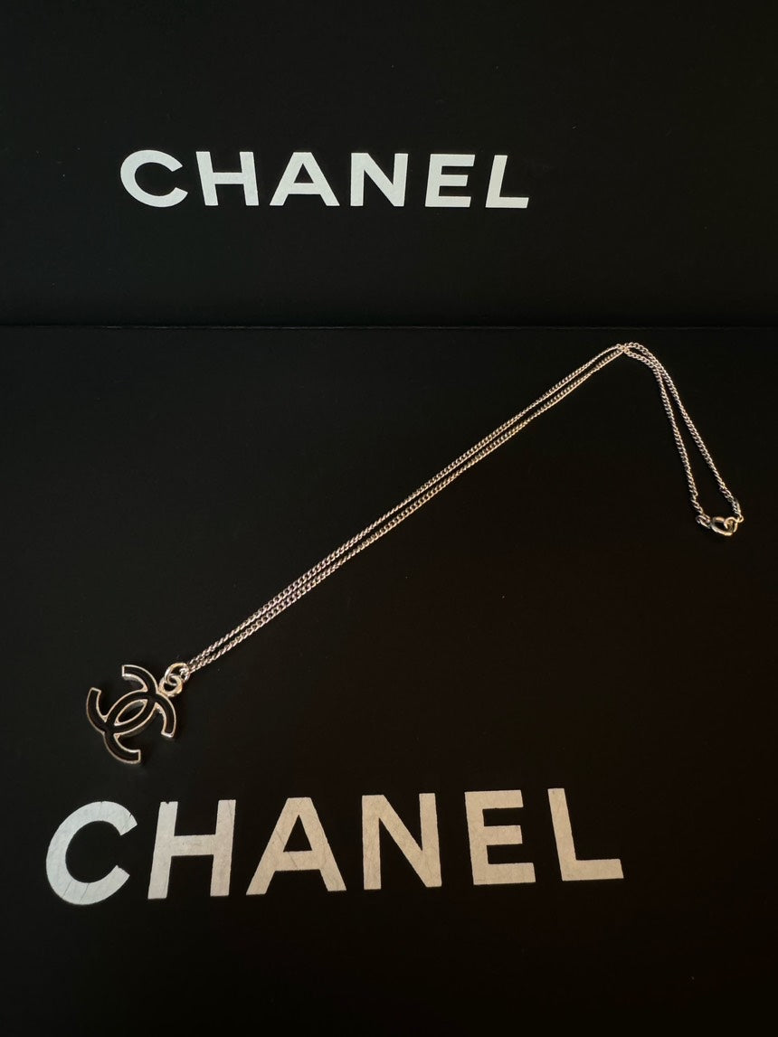 Chanel Black CC Enamel Necklace