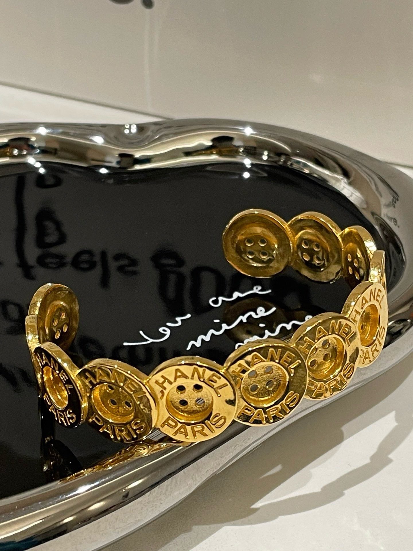 Chanel Button Bracelet Gold Charm Bracelet 17cm