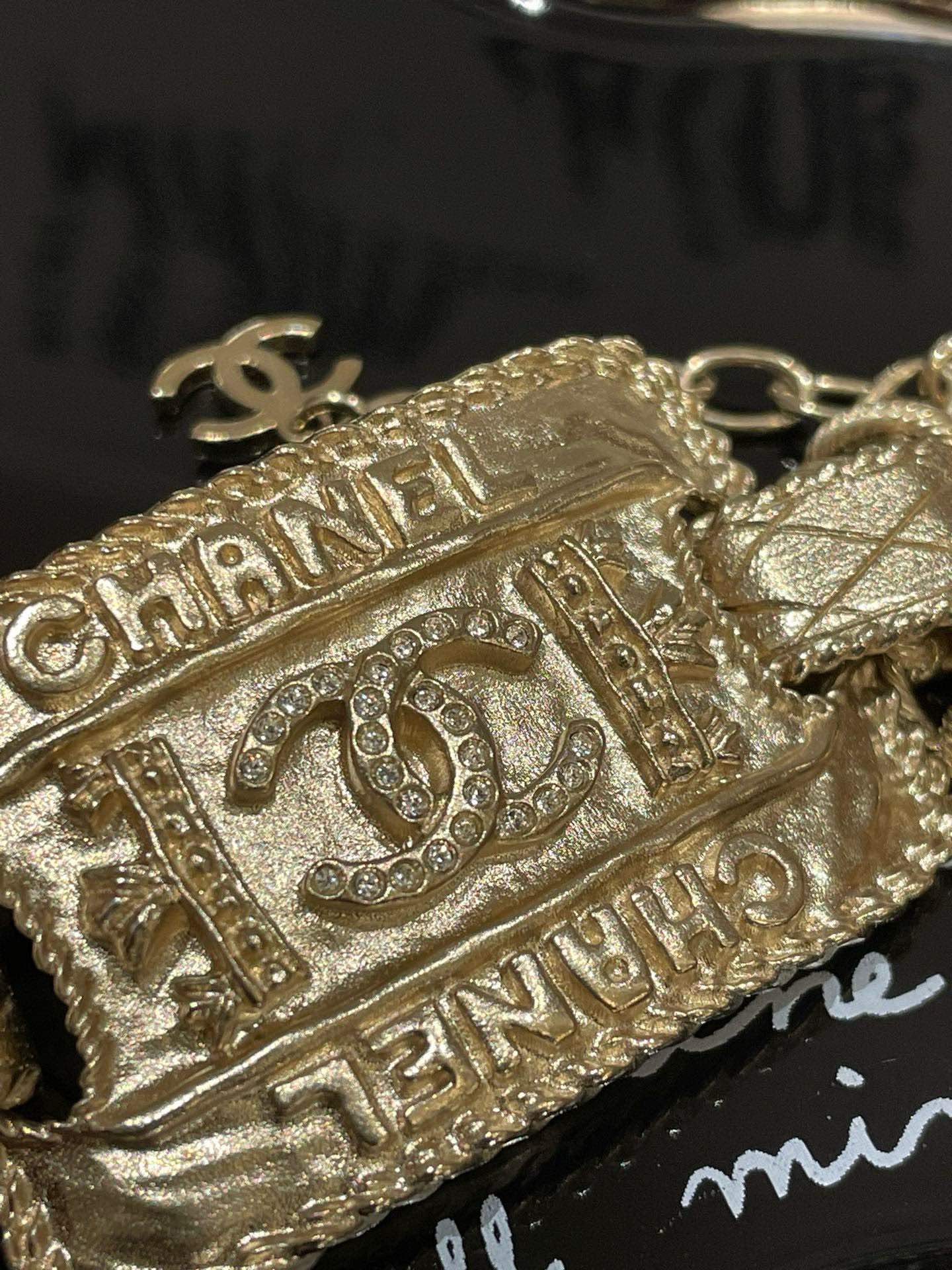 Chanel 21A Gold Plate Bracelet 17cm #13467