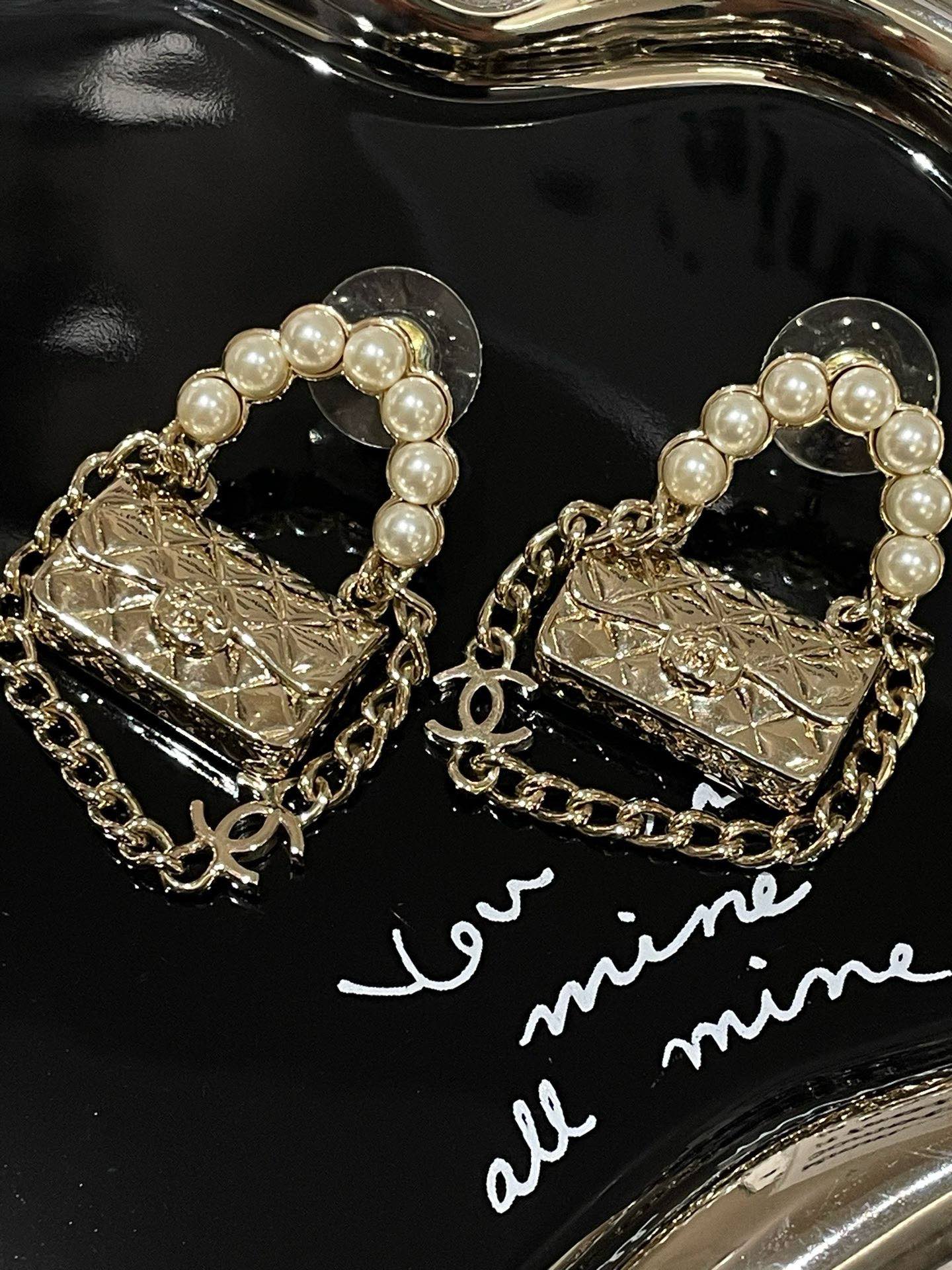 Chanel 21s CF Gold Pearl Earrings