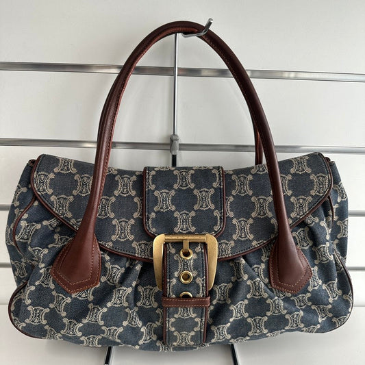 Luxury CELINE Macadam Canvas and Leather Hobo Bag in Blue -   Collection