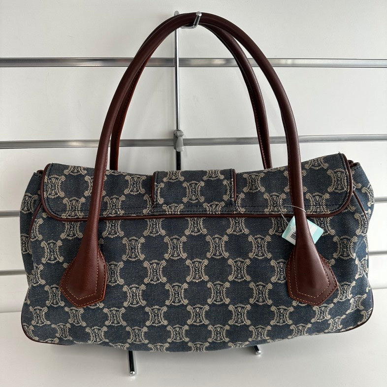 Luxury CELINE Macadam Canvas and Leather Hobo Bag in Blue -   Collection