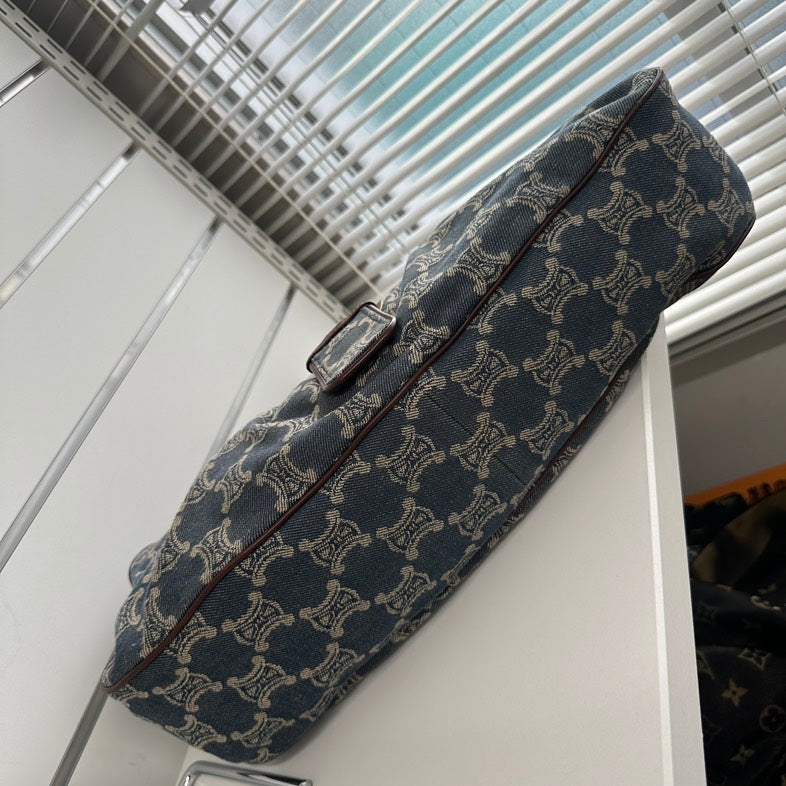 Luxury CELINE Macadam Canvas and Leather Hobo Bag in Blue -   Collection