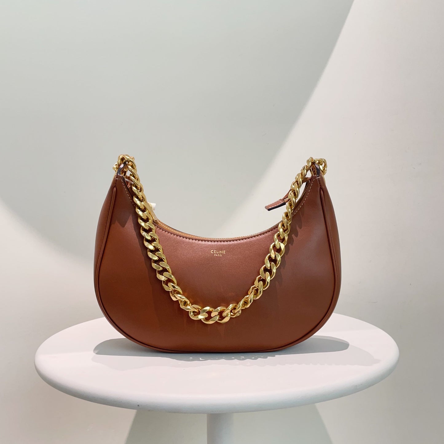 Luxury CELINE Brown Leather Hobo Bag