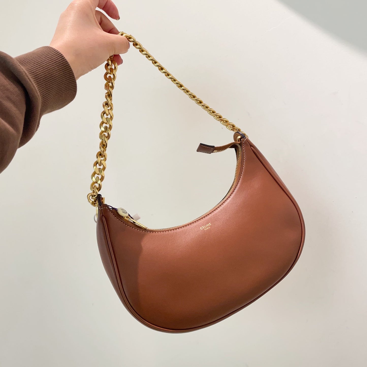 Luxury CELINE Brown Leather Hobo Bag