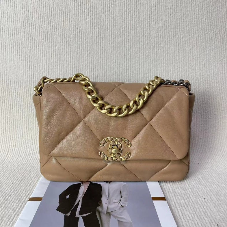 Chanel 19 Bag 5020716 Beige Leather Shoulder Bag