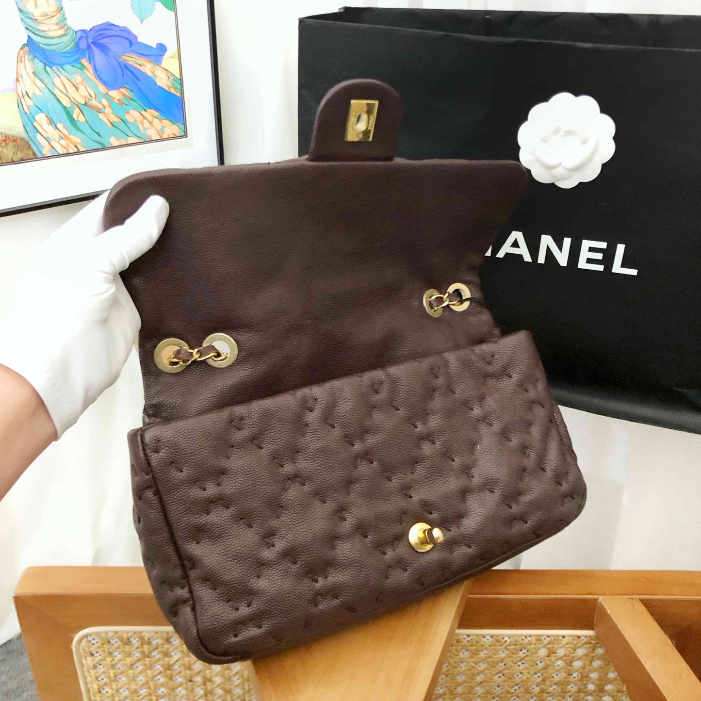 Chanel  CF Brown Quilted Shoulder Bag