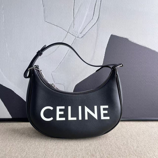 Luxury CELINE Ava Hobo Bag in Black Leather -  Designer Handbag