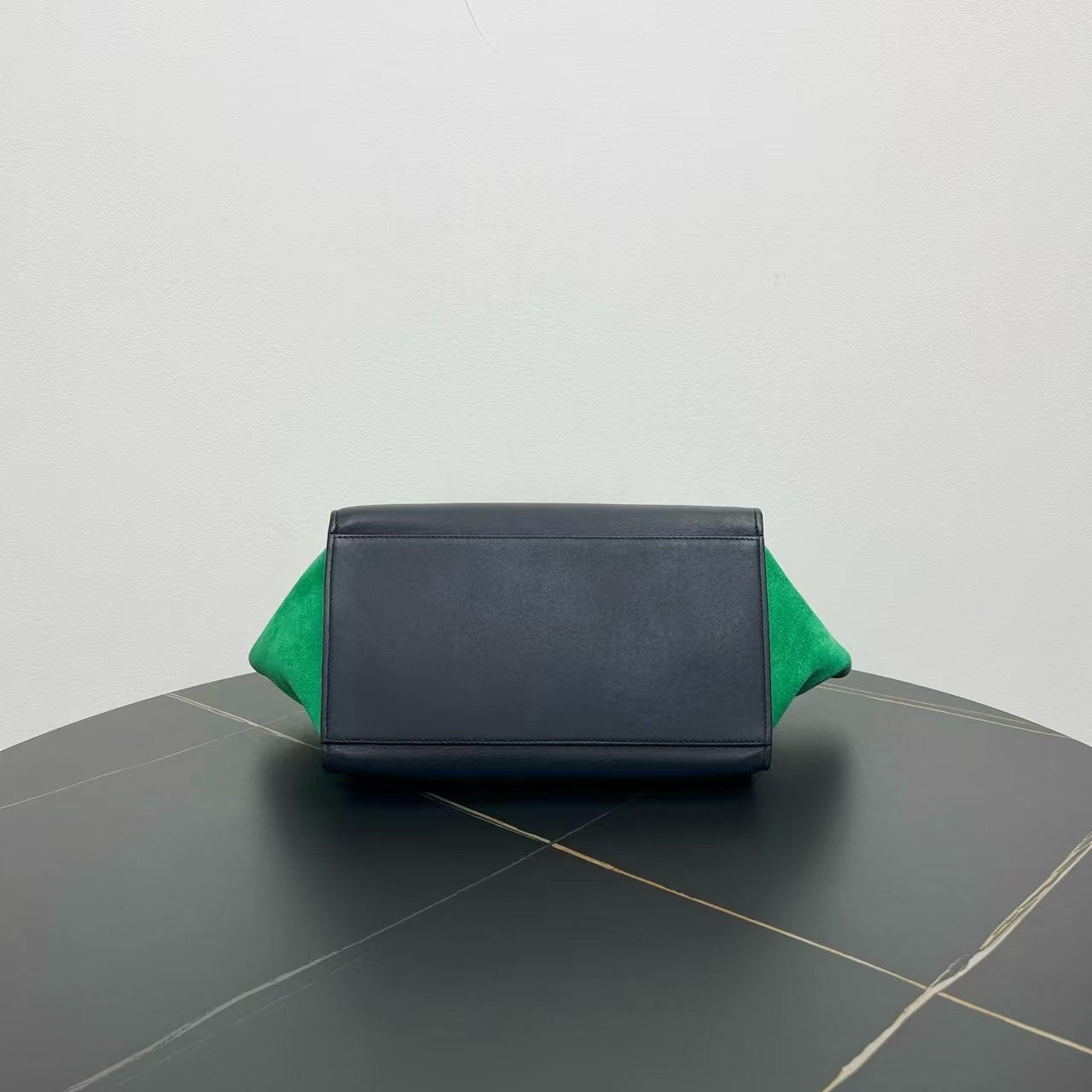 Luxury CELINE  Two-Way Bag in Green and Black Suede and Leather - Shoulder Bag