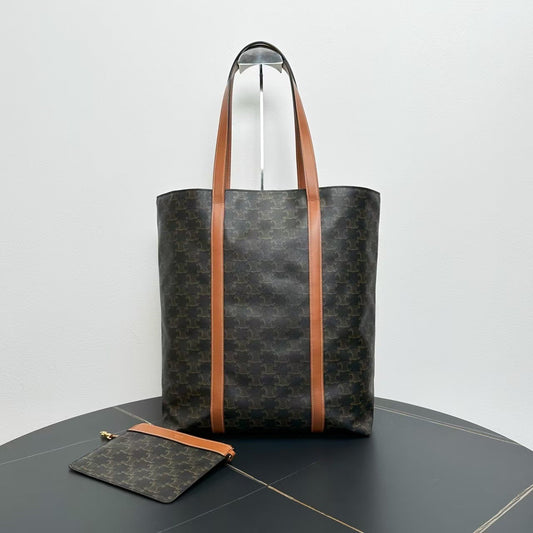 Luxury CELINE  Tote Bag in Brown Canvas -   Designer Handbag