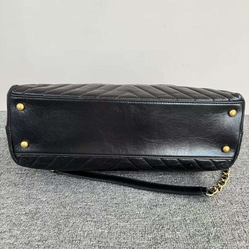 Chanel Coco Handle Bag Black Leather Satchel/Top Handle Bag