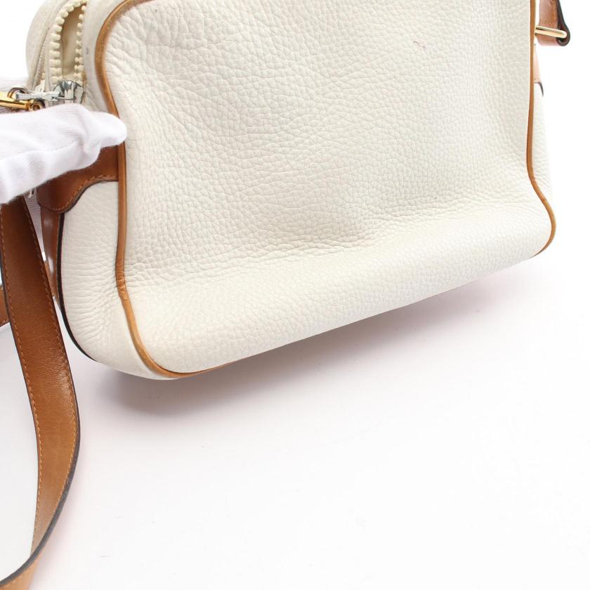 Luxury CELINE Shoulder Bag Leather Off White Brown 959214