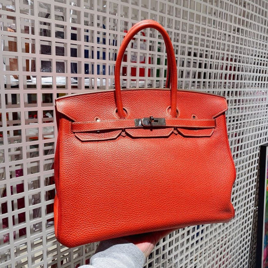 Hermes Birkin 35, Orange, Leather Handle Bag