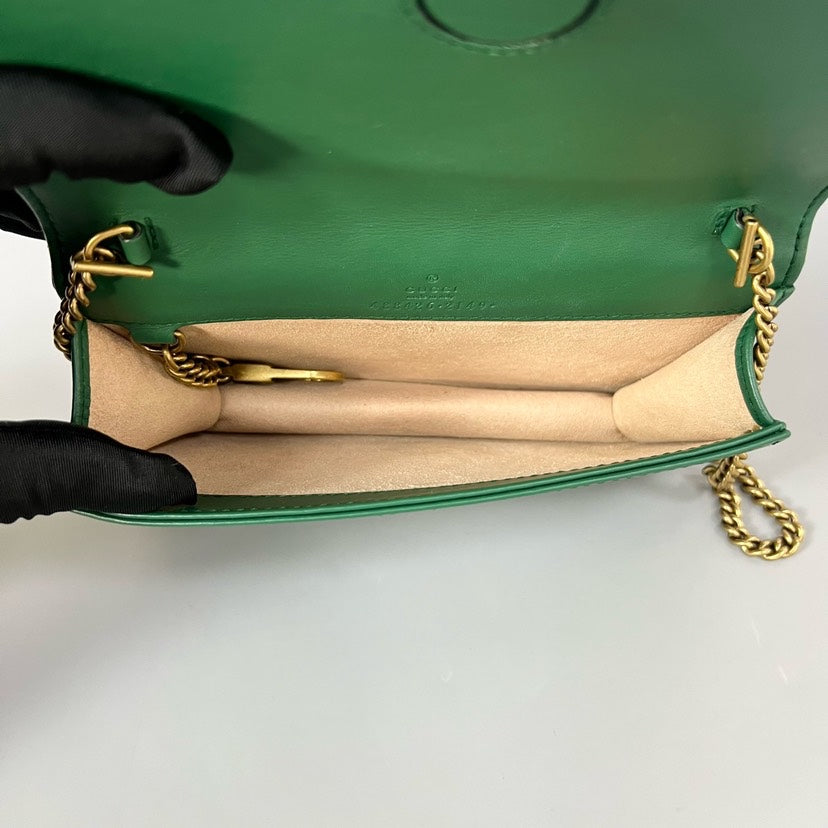 Preloved Gucci Marmont WOC Green Leather Crossbody Bag XJ10779