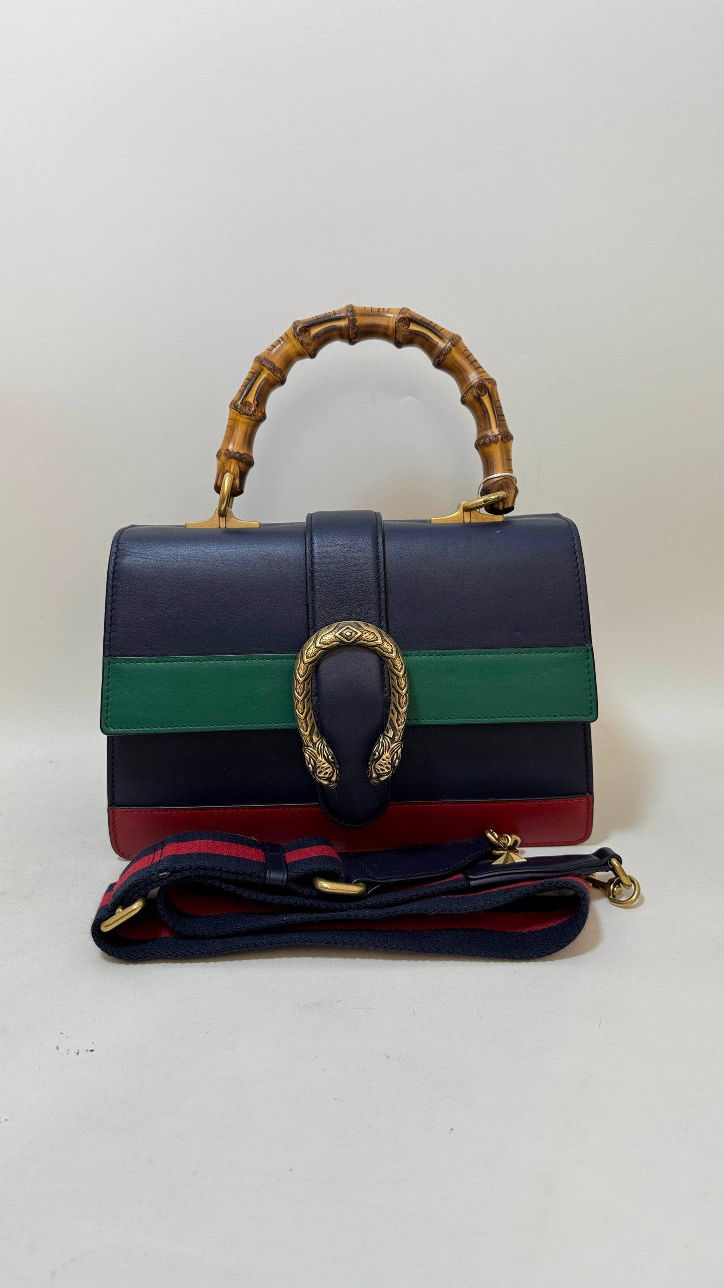 Gucci Dionysus Bamboo Handle Bag in Navy Leather