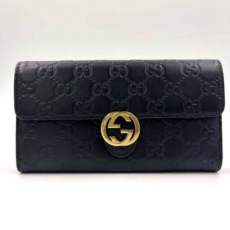 Gucci Interlocking G Leather Wallet Black