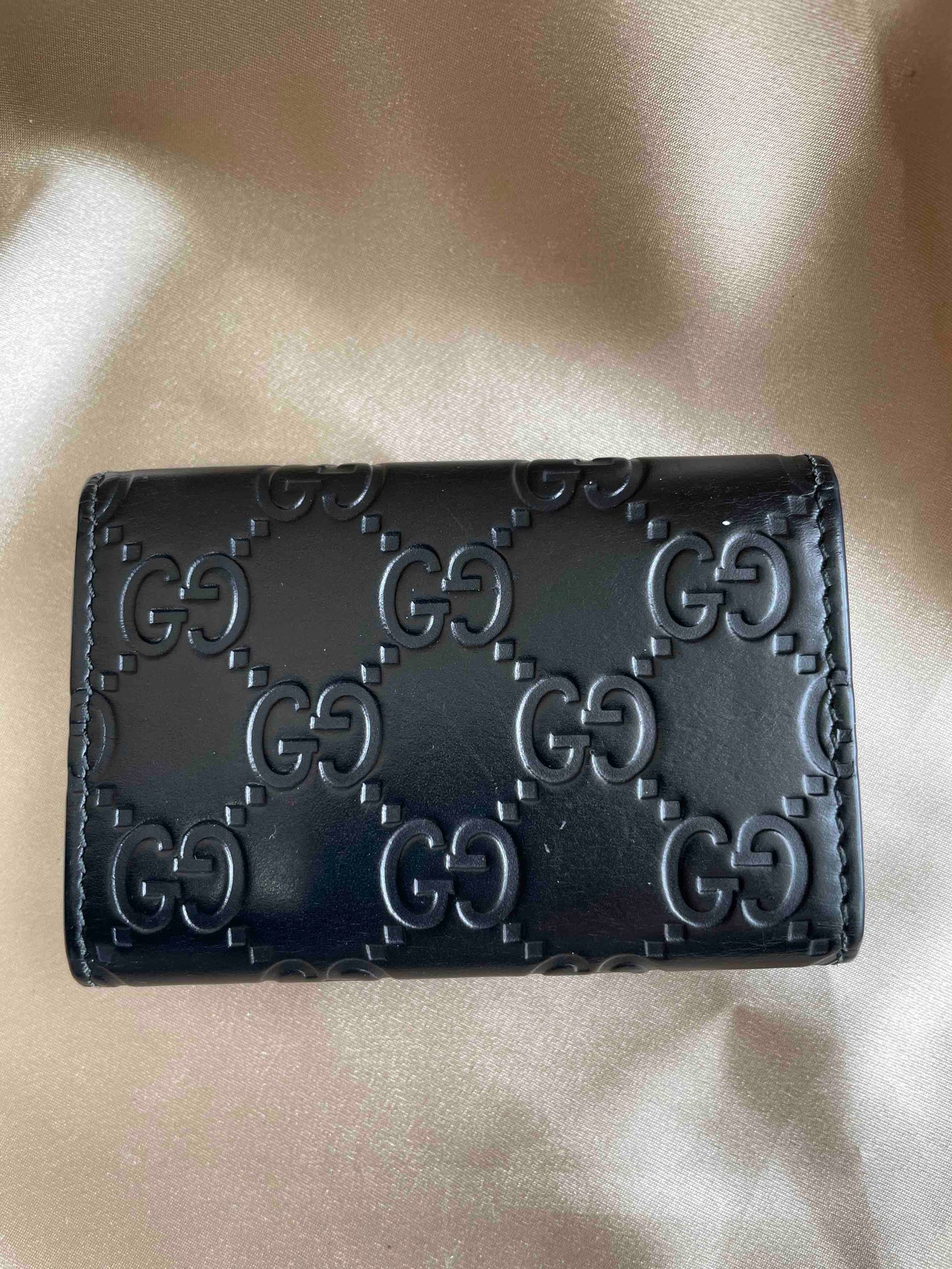 Gucci GG Bow Key Holder RE Black Leather Key Holder